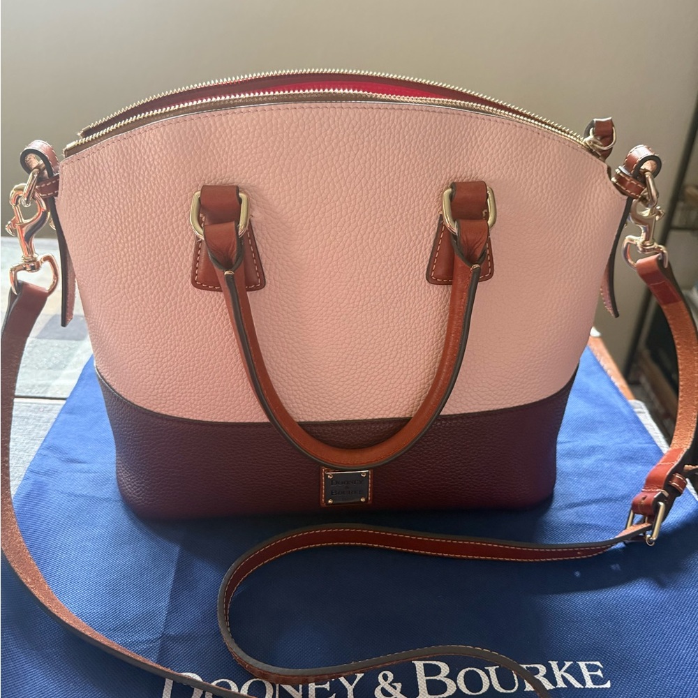 Dooney & Bourke Two-Tone Pink and Brown Satchel